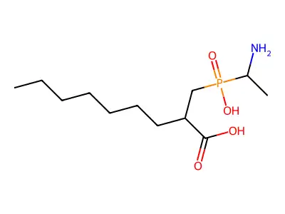 (1-Aminoethyl)(2-carboxy-1-octyl)phosphinic acid structure