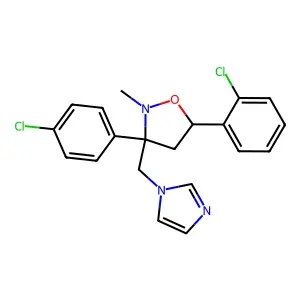 cis-5-(2-Chlorophenyl)-3-(4-chlorophenyl)-3-(1H-imidazol-1-ylmethyl)-2-methylisoxazolidine structure