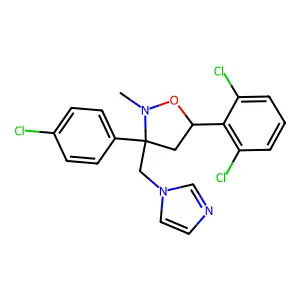 3-(4-Chlorophenyl)-5-(2,6-dichlorophenyl)-3-imidazol-1-ylmethyl-2-methylisoxazolidine structure
