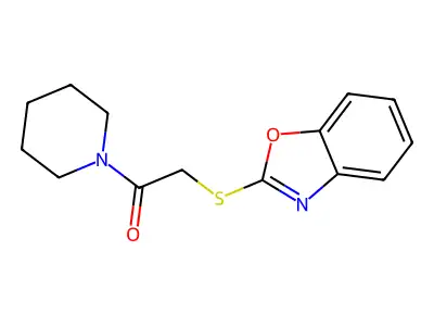2-(Benzo[d]oxazol-2-ylthio)-1-(piperidin-1-yl)ethanone structure