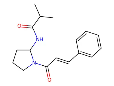 2-methyl-N-[1-(3-phenylprop-2-enoyl)pyrrolidin-2-yl]propanamide structure