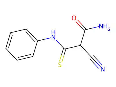 3-Anilino-2-cyano-3-thioxopropanamide structure