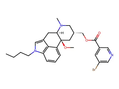 1-(t-Butyl)-10-methoxy-6-methyl-8-beta-(5-bromo-3-pyridinecarboxymethyl)ergoline structure