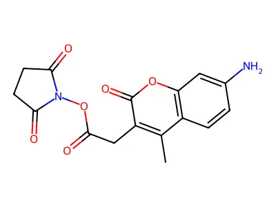 7-Amino-4-methyl-3-coumarinacetic acid N-succinimidyl ester structure