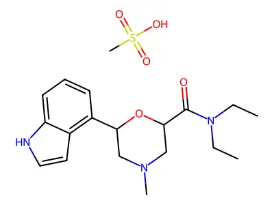 N,N-Diethyl-6-(1H-indol-4-yl)-4-methyl-2-morpholinecarboxamide methanesulfonate structure