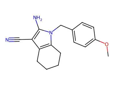 2-amino-1-(4-methoxybenzyl)-4,5,6,7-tetrahydro-1H-indole-3-carbonitrile structure
