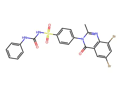 Benzenesulfonamide, 4-(6,8-dibromo-2-methyl-4-oxo-3(4H)-quinazolinyl)-N-((phenylamino)carbonyl)- structure