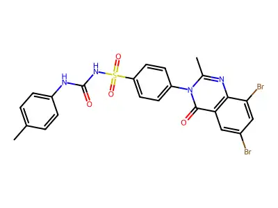 Benzenesulfonamide, 4-(6,8-dibromo-2-methyl-4-oxo-3(4H)-quinazolinyl)-N-(((4-methylphenyl)amino)carbonyl)- structure