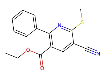 Ethyl 5-cyano-6-(methylsulfanyl)-2-phenylnicotinate structure