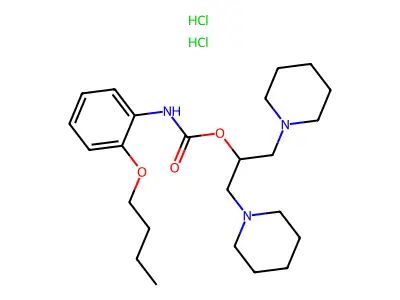 Carbamic acid, (2-butoxyphenyl)-, 2-(1-piperidinyl)-1-(1-piperidinylmethyl)ethyl ester, dihydrochloride structure