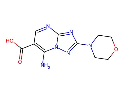 7-Amino-2-(4-morpholinyl)(1,2,4)triazolo(1,5-a)pyrimidine-6-carboxylic acid structure