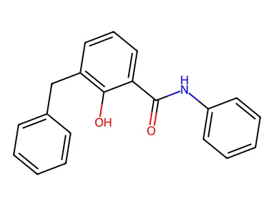 Benzamide, 2-hydroxy-N-phenyl-3-(phenylmethyl)- structure