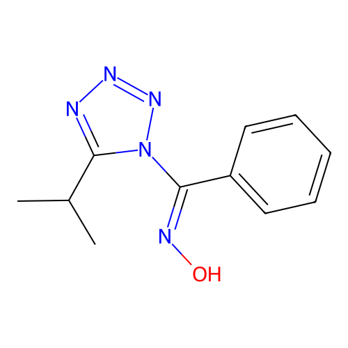 N-[phenyl-(5-propan-2-yltetrazol-1-yl)methylidene]hydroxylamine structure