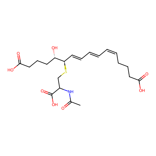 16-carboxy-17,18,19,20-tetranor-14,15-dihydro-N-acetylleukotriene E4 structure