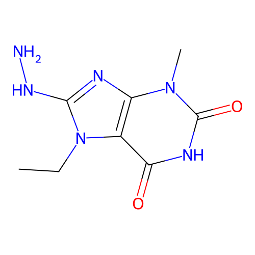 7-Ethyl-8-hydrazino-3-methyl-1,3,7-trihydropurine-2,6-dione structure
