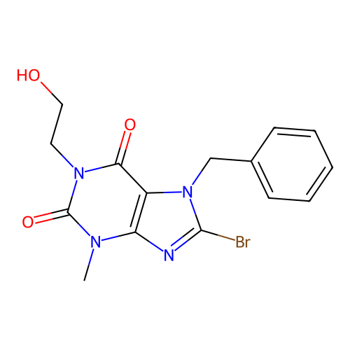 7-Benzyl-8-bromo-1-(2-hydroxy-ethyl)-3-methyl-3,7-dihydro-purine-2,6-dione structure