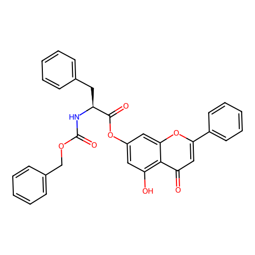 5-hydroxy-4-oxo-2-phenyl-4H-chromen-7-yl N-[(benzyloxy)carbonyl]-L-phenylalaninate structure