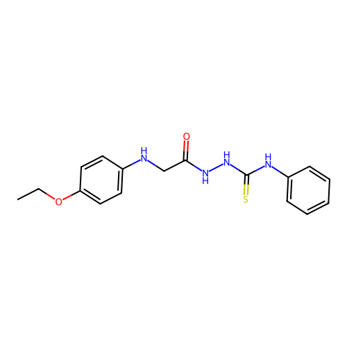 2-[(4-ethoxyanilino)acetyl]-N-phenylhydrazinecarbothioamide structure