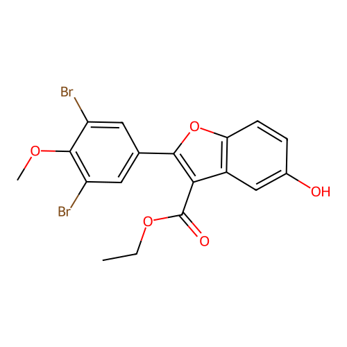 Ethyl 2-(3,5-dibromo-4-methoxyphenyl)-5-hydroxy-1-benzofuran-3-carboxylate structure