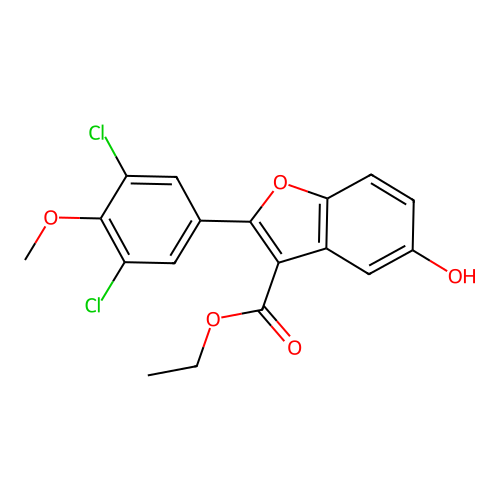 Ethyl 2-(3,5-dichloro-4-methoxyphenyl)-5-hydroxy-1-benzofuran-3-carboxylate structure