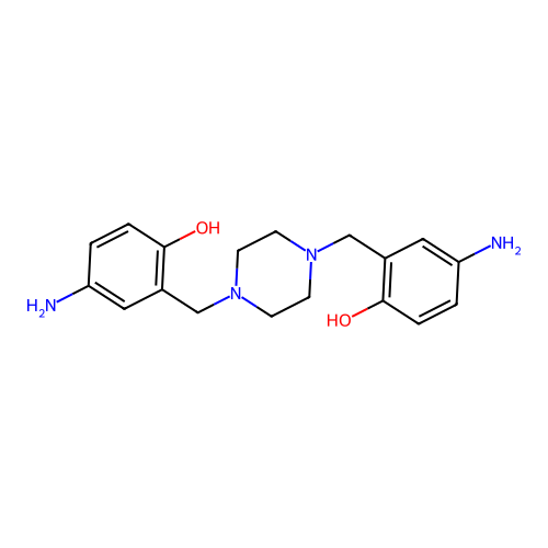 4-Amino-2-[[4-[(5-amino-2-hydroxyphenyl)methyl]piperazin-1-yl]methyl]phenol structure