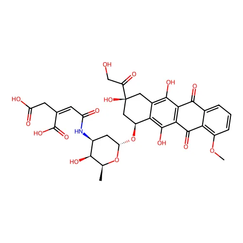 (2Z)-2-[2-[[(2S,3S,4S,6R)-3-羟基-2-甲基-6-[[(1S,3S)-3,5,12-三羟基-3-(2-羟基乙酰基)-10-甲氧基-6,11-二氧代-2,4-二氢-1H-四茂-1-基]氧代]噁烷-4-基]氨基]-2-氧代乙亚基]丁二酸 structure