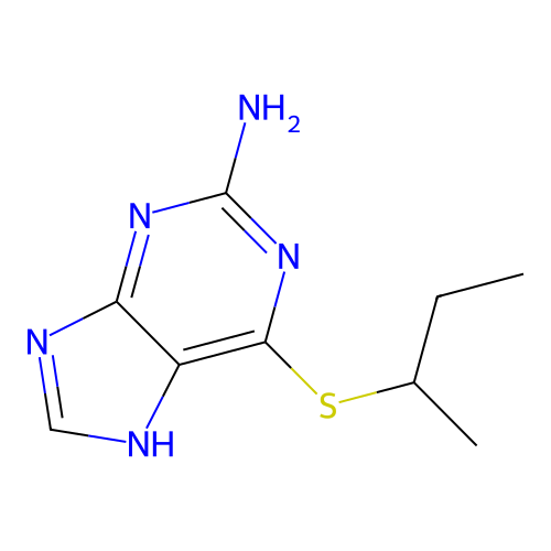 6-butan-2-ylsulfanyl-7H-purin-2-amine structure