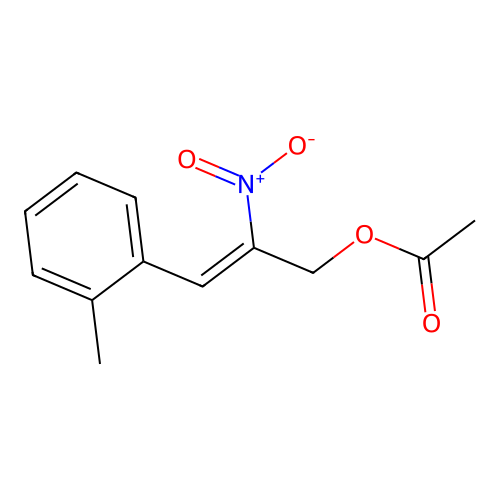 2-Propen-1-ol, 3-(2-methylphenyl)-2-nitro-, acetate (ester) structure