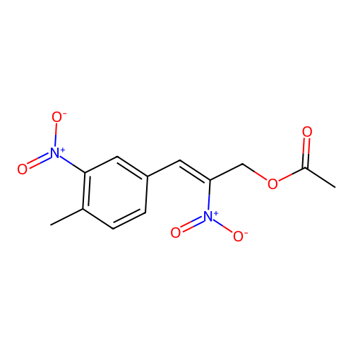 2-Propen-1-ol, 3-(4-methyl-3-nitrophenyl)-2-nitro-, acetate (ester) structure