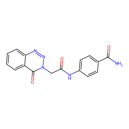 4-{[(4-oxo-1,2,3-benzotriazin-3(4H)-yl)acetyl]amino}benzamide structure