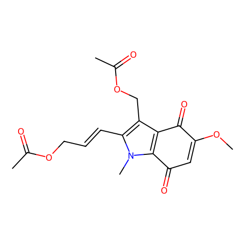 1H-Indole-4,7-dione, 3-((acetyloxy)methyl)-2-(3-(acetyloxy)-1-propenyl)-5-methoxy-1-methyl-, (E)- structure