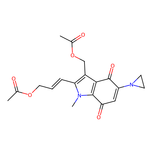 [(E)-3-[3-(acetyloxymethyl)-5-(aziridin-1-yl)-1-methyl-4,7-dioxoindol-2-yl]prop-2-enyl] acetate structure