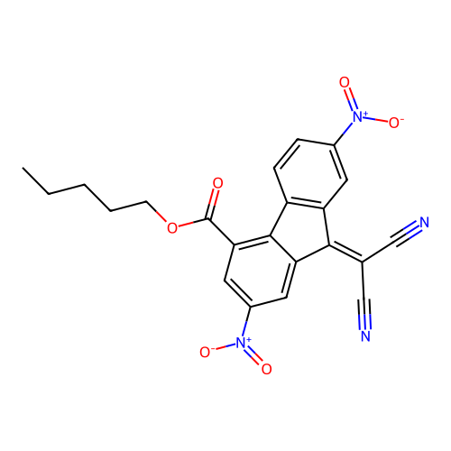pentyl 9-(dicyanomethylene)-2,7-dinitro-9H-fluorene-4-carboxylate structure