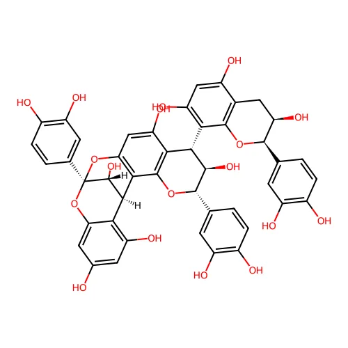 (1R,5S,6R,7S,13S,21R)-5,13-双(3,4-二羟基苯基)-7-[(2R,3R)-2-(3,4-二羟基苯基)-3,5,7-三羟基-3,4-二氢-2H-色烯-8-基]-4,12,14-三氧杂五环[11.7.1.02,11.03,8.015,20]二十一-2(11),3(8),9,15,17,19-六烯-6,9,17,19,21-戊醇 structure