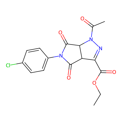 ethyl 1-acetyl-5-(4-chlorophenyl)-4,6-dioxo-1,3a,4,5,6,6a-hexahydropyrrolo[3,4-c]pyrazole-3-carboxylate structure