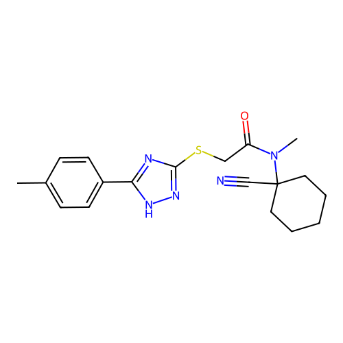 N-(1-cyanocyclohexyl)-N-methyl-2-[[5-(4-methylphenyl)-1H-1,2,4-triazol-3-yl]sulfanyl]acetamide structure