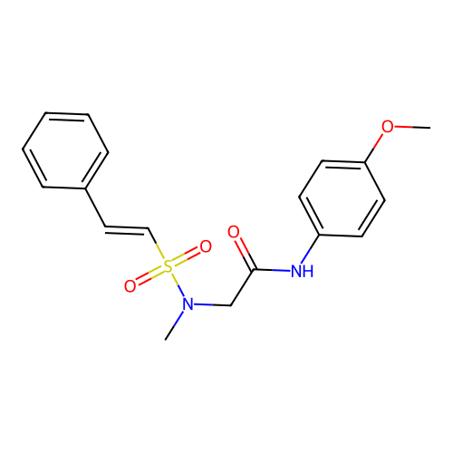 N-(4-methoxyphenyl)-2-(N-methyl-2-phenylethenesulfonamido)acetamide structure