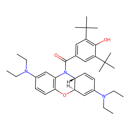 10-(3,5-Di-tert-butyl-4-hydroxybenzoyl)-3,7-di(diethylamino)phenoxazine structure