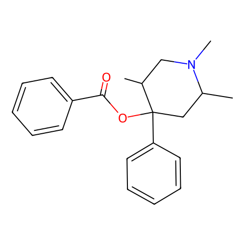 1,2,5-Trimethyl-4-phenylpiperidin-4-yl benzoate structure