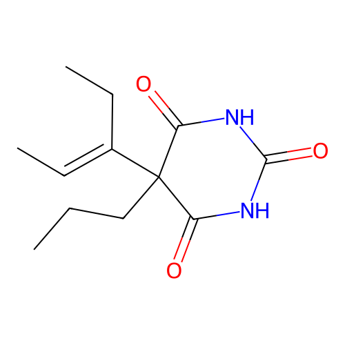 Barbituric acid, 5-(1-ethyl-1-propenyl)-5-propyl- structure