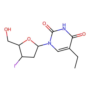 Uridine, 2',3'-dideoxy-5-ethyl-3'-iodo- structure