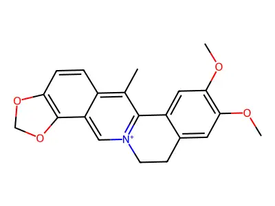 Benzo(a)-1,3-benzodioxolo(4,5-g)quinolizinium, 8,9-dimethoxy-6-methyl- structure
