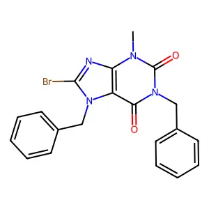 1,7-dibenzyl-8-bromo-3-methyl-2,3,6,7-tetrahydro-1H-purine-2,6-dione structure