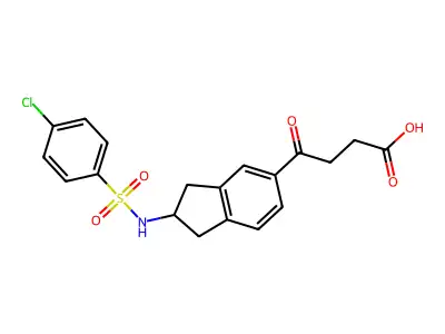 4-(2-p-Chlorobenzenesulphonamido-indan-5-yl)-4-oxobutyric acid structure
