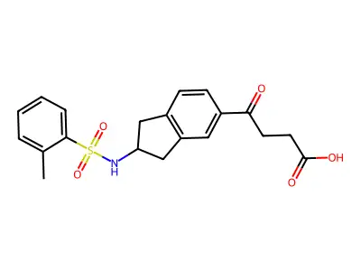 4-(2-p-Toluenesulphonamido-indan-5-yl)-4-oxobutyric acid structure