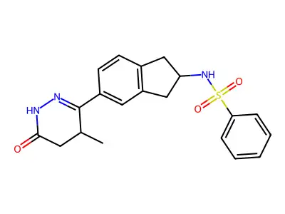 5-Methyl-6-(2-benzenesulphonamido-indan-5-yl)-4,5-dihydropyridazin-3(2H)-one structure