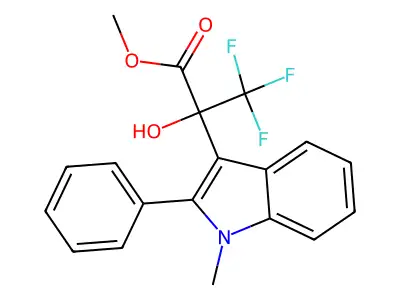 Methyl 3,3,3-trifluoro-2-hydroxy-2-(1-methyl-2-phenylindol-3-yl)propanoate structure