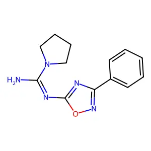 1-Pyrrolidinecarboximidamide, N-(3-phenyl-1,2,4-oxadiazol-5-yl)- structure