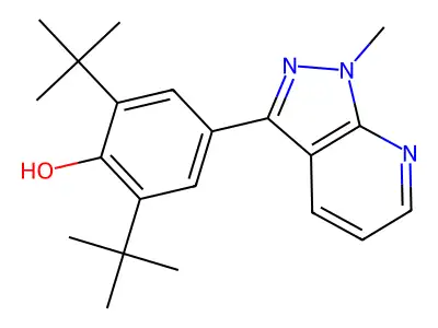 Phenol, 2,6-bis(1,1-dimethylethyl)-4-(1-methyl-1H-pyrazolo(3,4-b)pyridin-3-yl)- structure