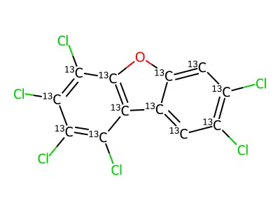 Dibenzofuran-13C12, 1,2,3,4,7,8-hexachloro- structure
